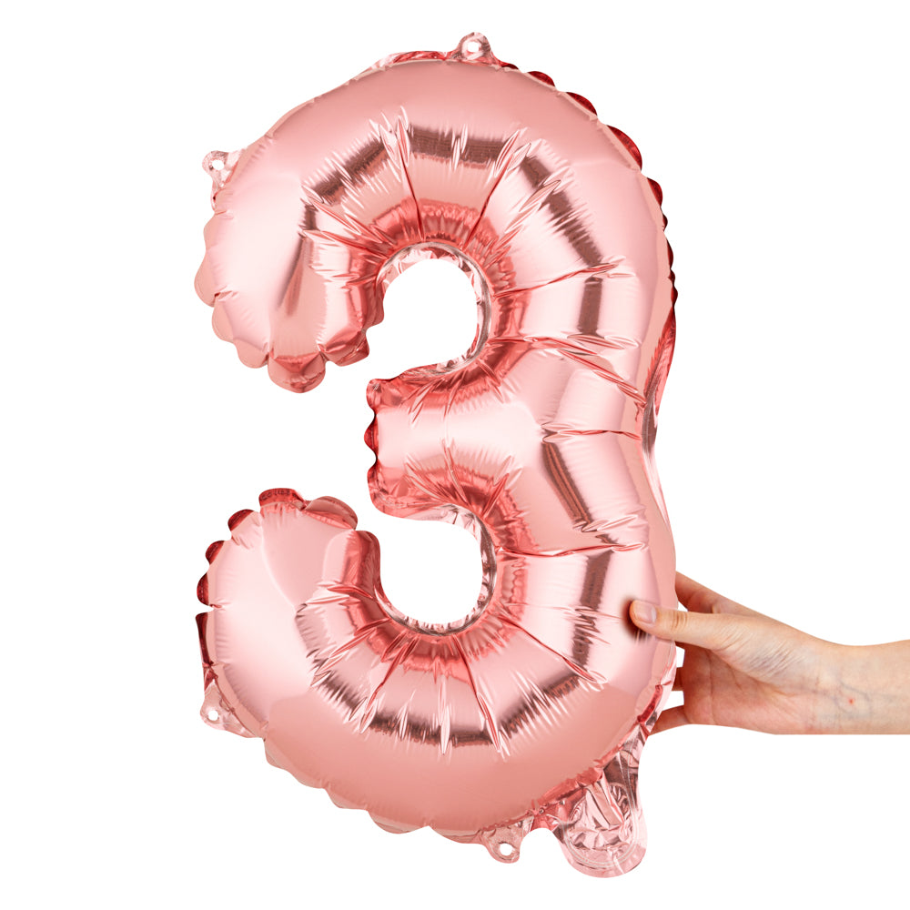 Balloonify Rose Gold Mylar Number 3 Balloon - 16" - 1 count box