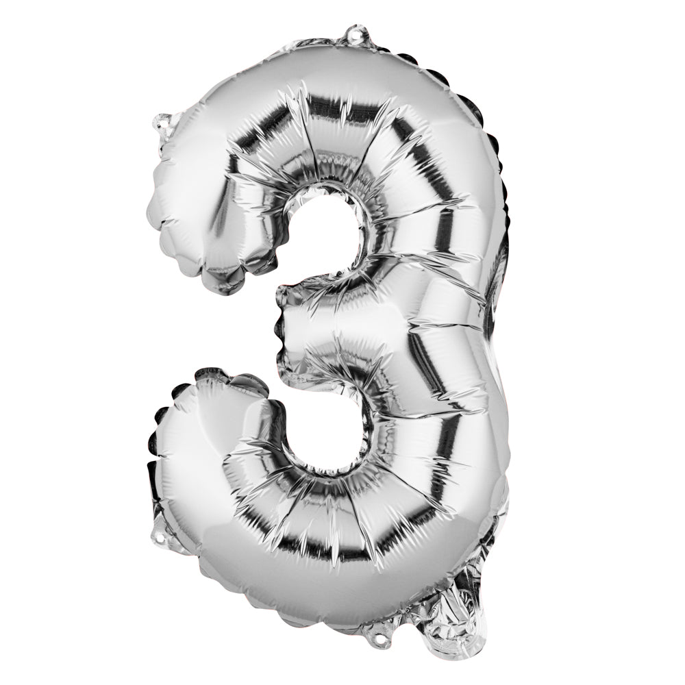 Balloonify Silver Mylar Number 3 Balloon - 16" - 1 count box