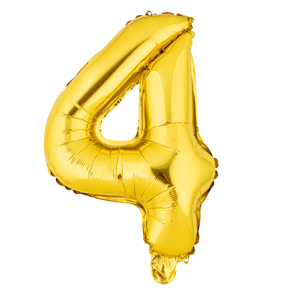 Balloonify Gold Mylar Number 4 Balloon - 16" - 1 count box