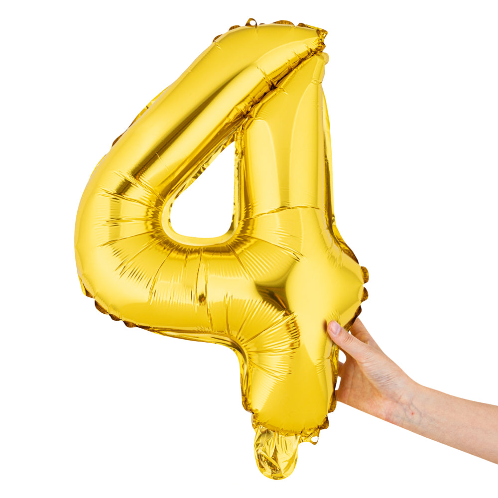 Balloonify Gold Mylar Number 4 Balloon - 16" - 1 count box