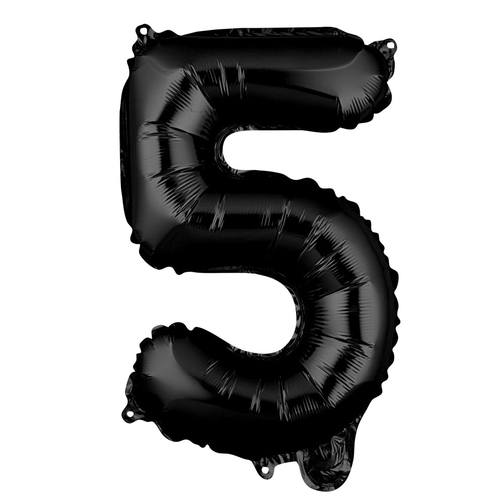 Balloonify Black Mylar Number 5 Balloon - 16" - 1 count box