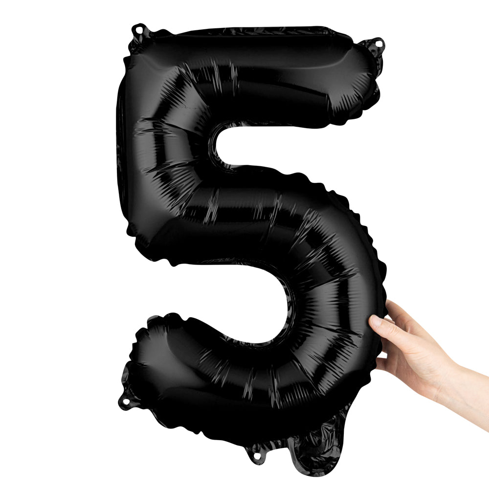 Balloonify Black Mylar Number 5 Balloon - 16" - 1 count box