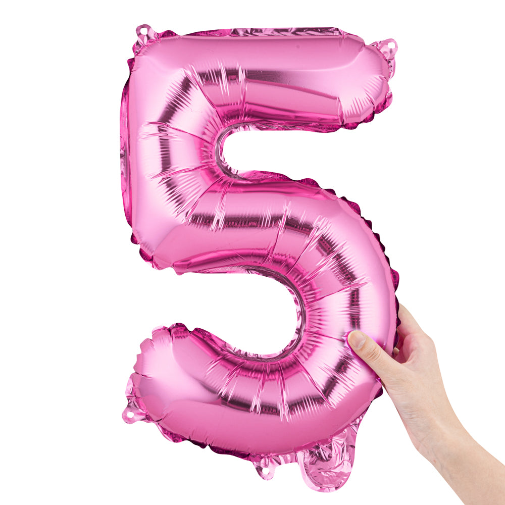 Balloonify Pink Mylar Number 5 Balloon - 16" - 1 count box