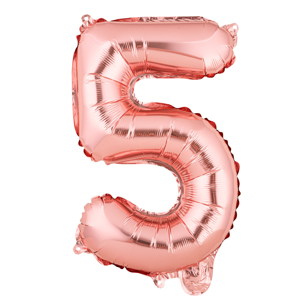 Balloonify Rose Gold Mylar Number 5 Balloon - 16" - 1 count box