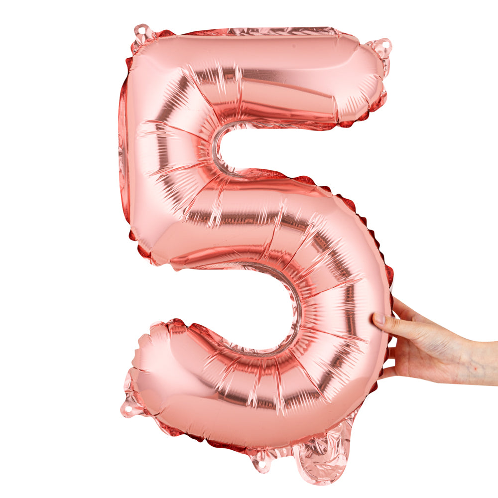 Balloonify Rose Gold Mylar Number 5 Balloon - 16" - 1 count box