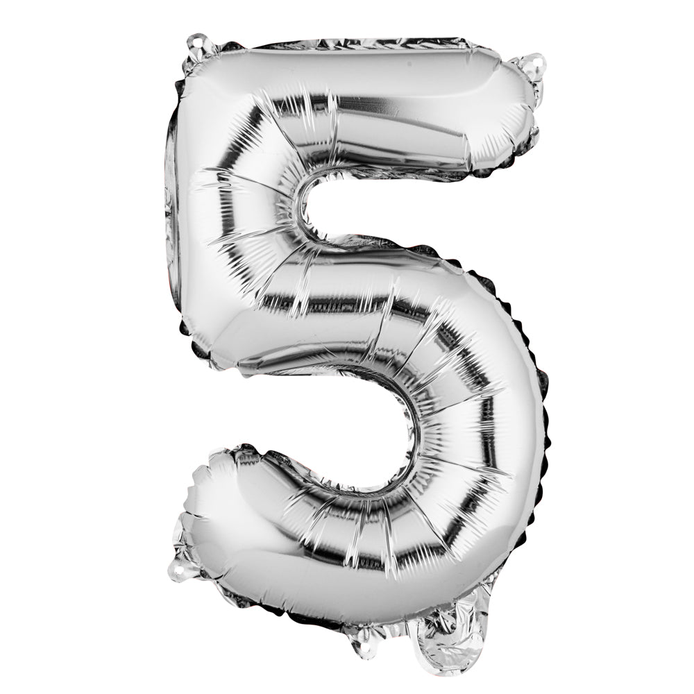 Balloonify Silver Mylar Number 5 Balloon - 16" - 1 count box