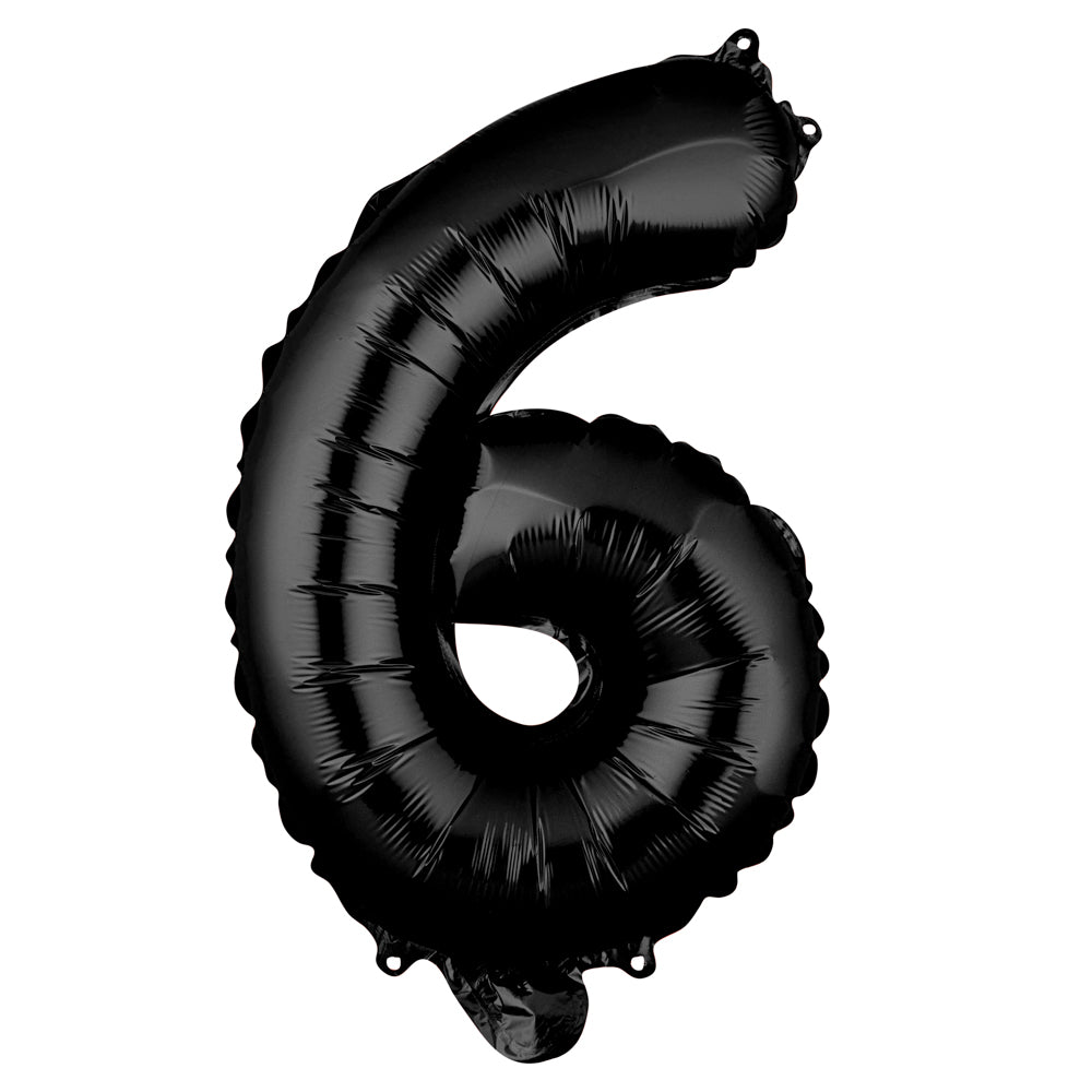 Balloonify Black Mylar Number 6 Balloon - 16" - 1 count box