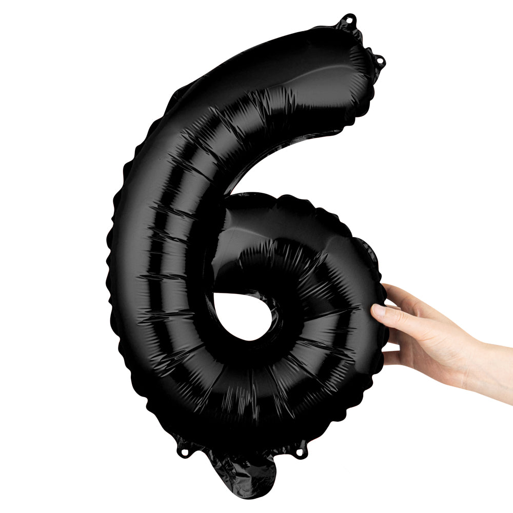 Balloonify Black Mylar Number 6 Balloon - 16" - 1 count box