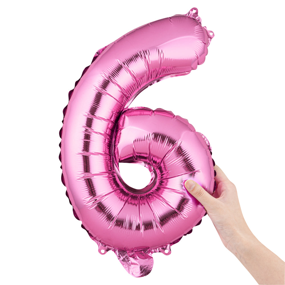 Balloonify Pink Mylar Number 6 Balloon - 16" - 1 count box