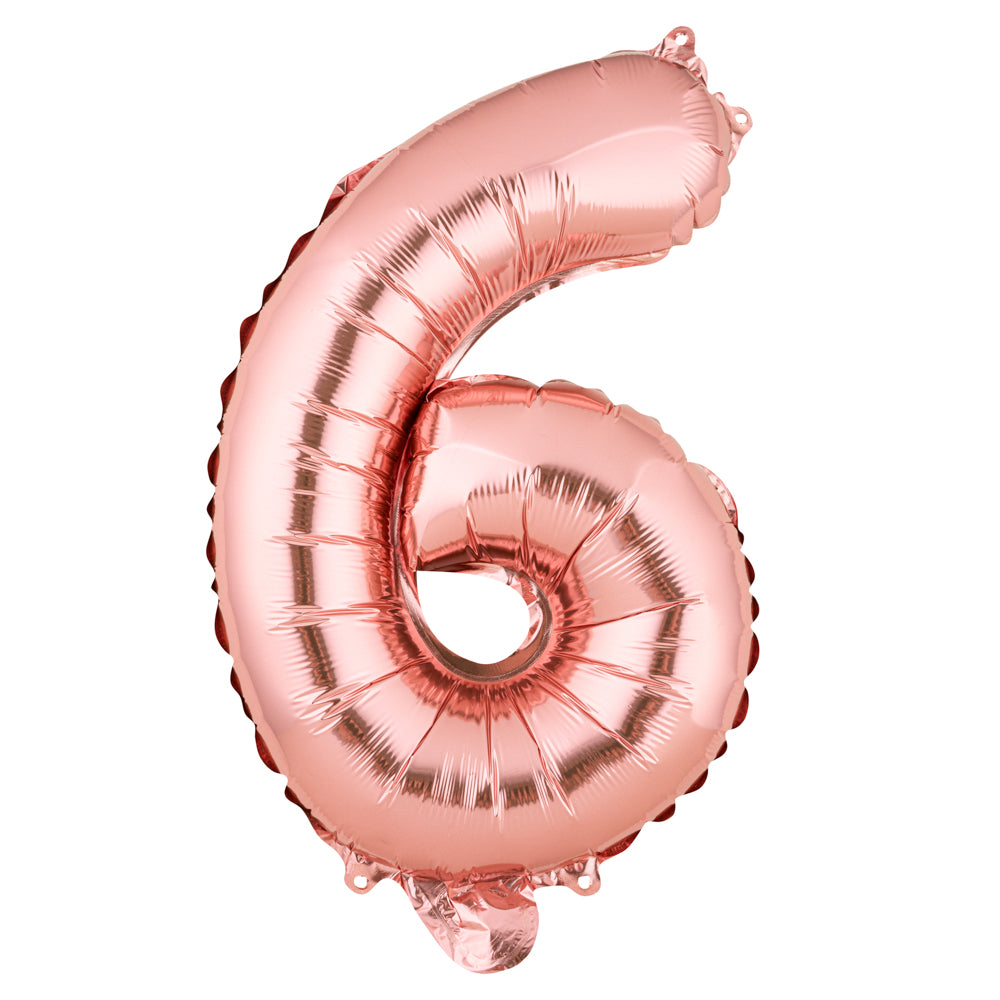 Balloonify Rose Gold Mylar Number 6 Balloon - 16" - 1 count box