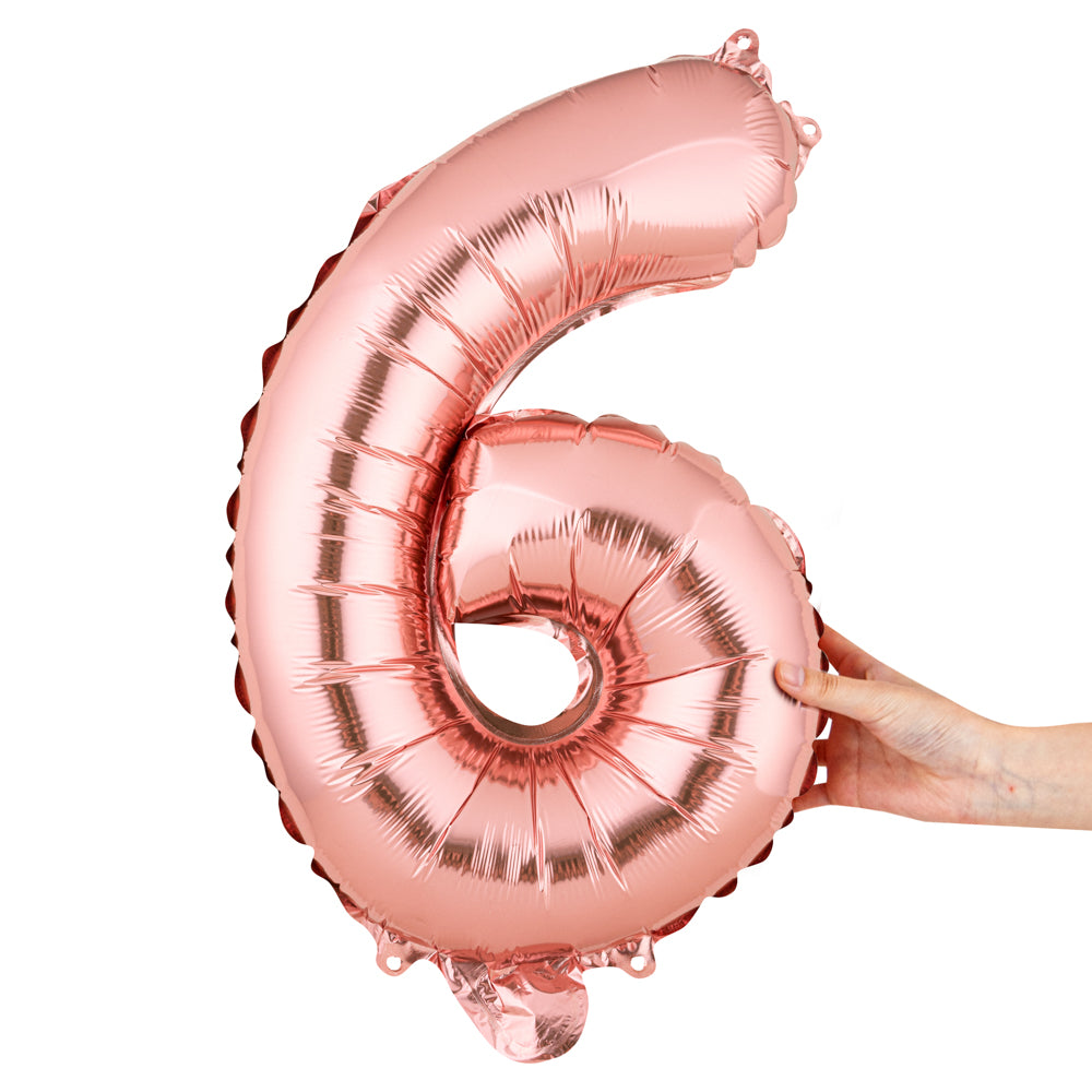 Balloonify Rose Gold Mylar Number 6 Balloon - 16" - 1 count box