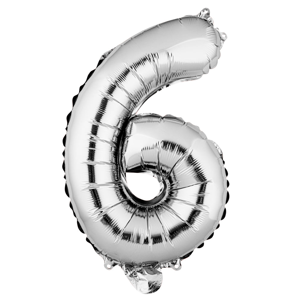 Balloonify Silver Mylar Number 6 Balloon - 16" - 1 count box