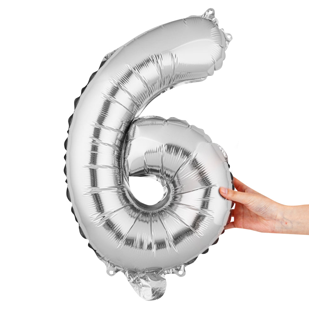 Balloonify Silver Mylar Number 6 Balloon - 16" - 1 count box