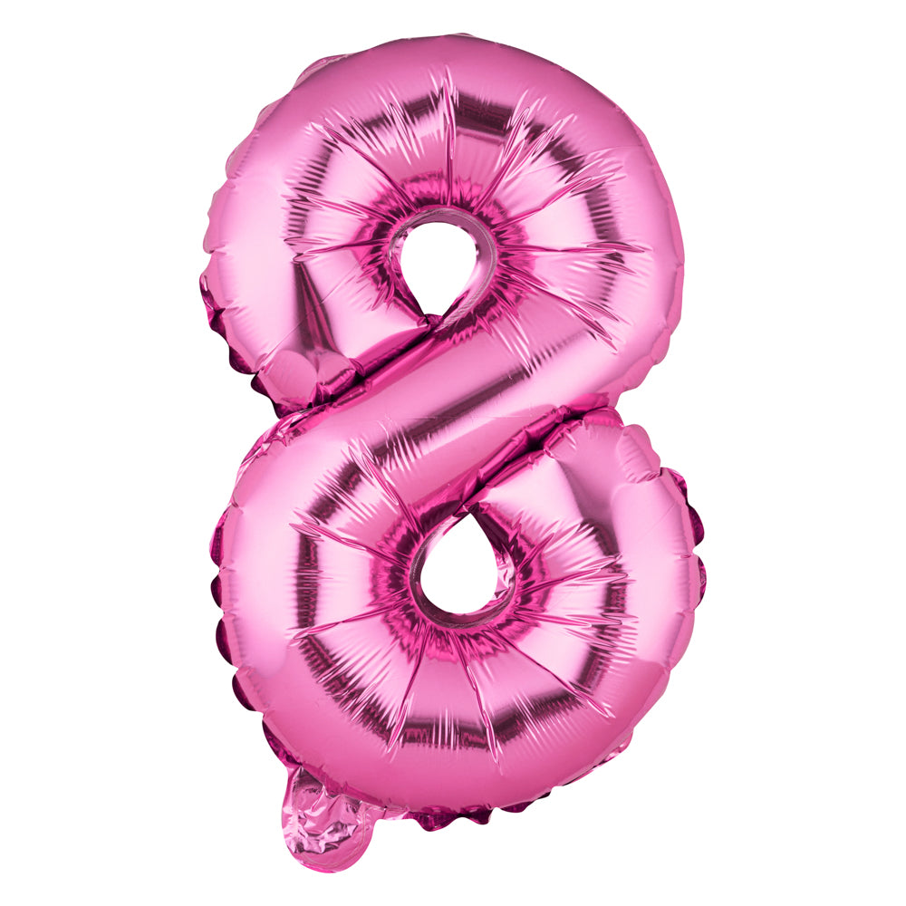 Balloonify Pink Mylar Number 8 Balloon - 16" - 1 count box