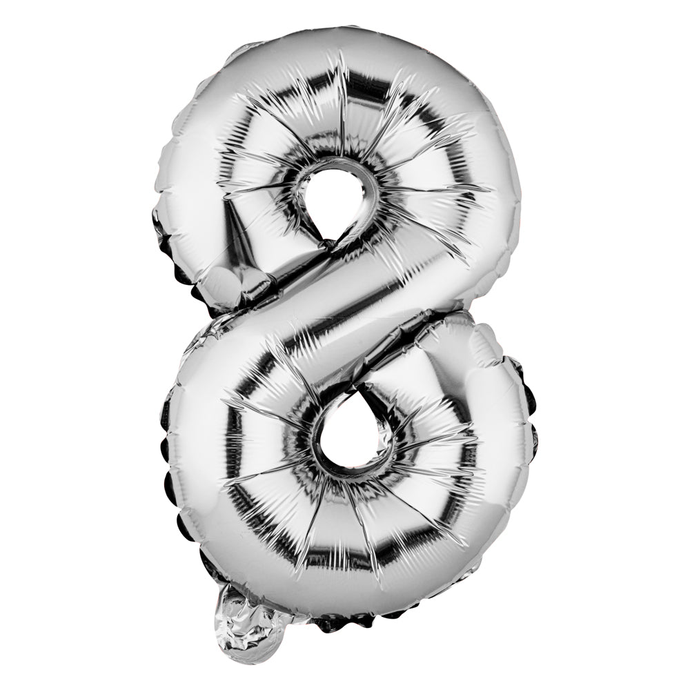 Balloonify Silver Mylar Number 8 Balloon - 16" - 1 count box