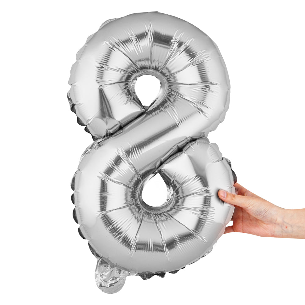 Balloonify Silver Mylar Number 8 Balloon - 16" - 1 count box