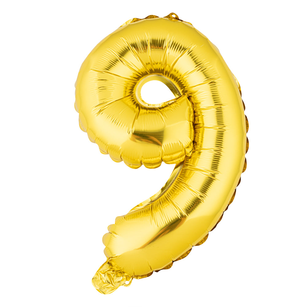 Balloonify Gold Mylar Number 9 Balloon - 16" - 1 count box