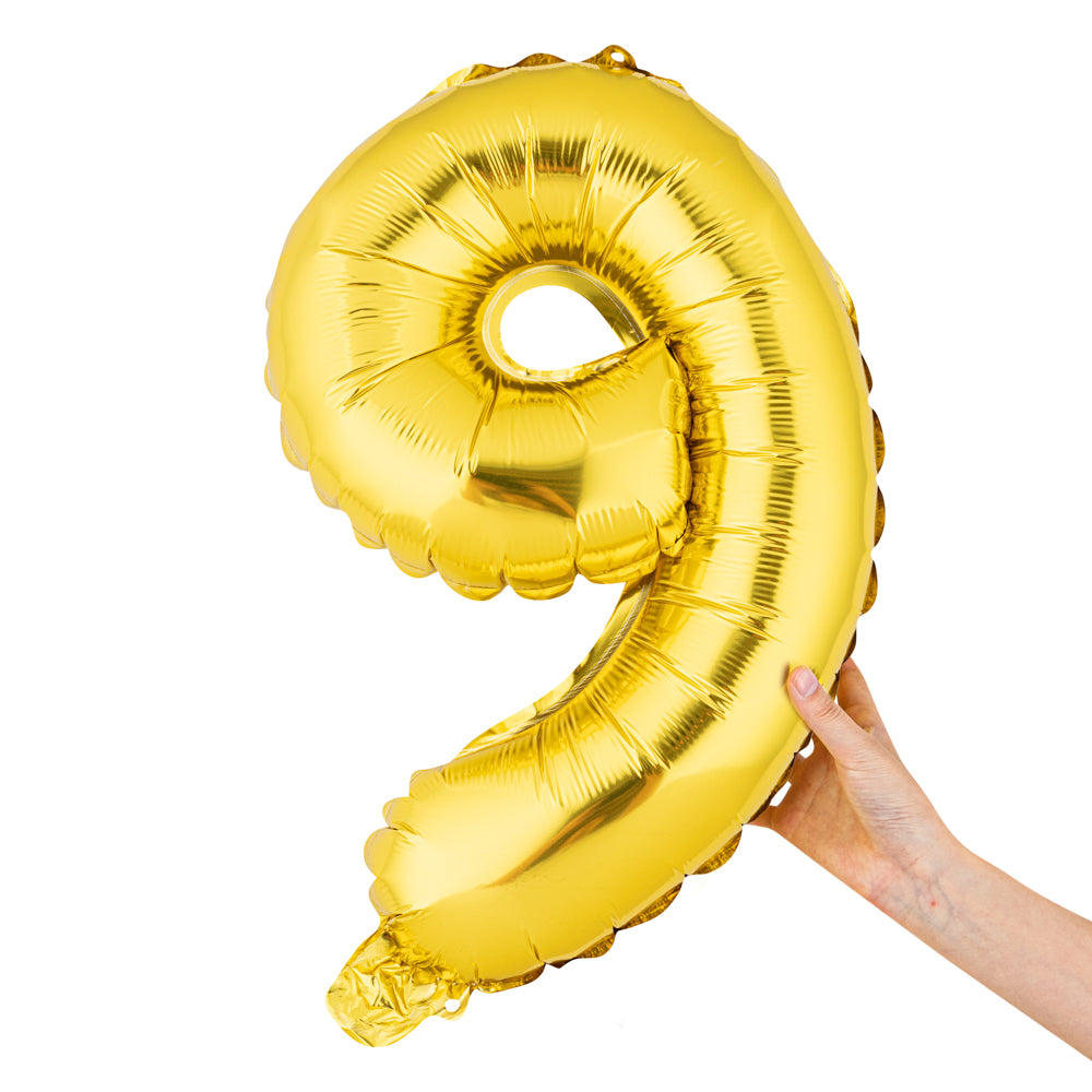 Balloonify Gold Mylar Number 9 Balloon - 16" - 1 count box