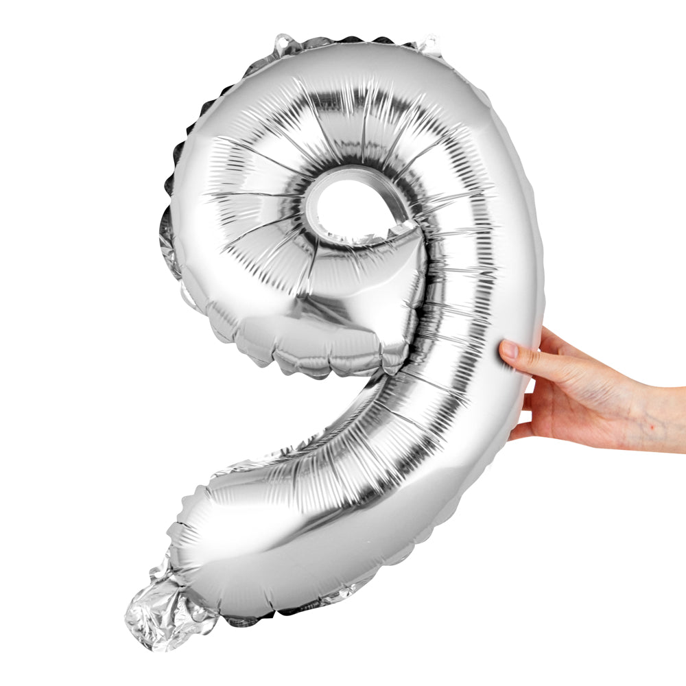 Balloonify Silver Mylar Number 9 Balloon - 16" - 1 count box