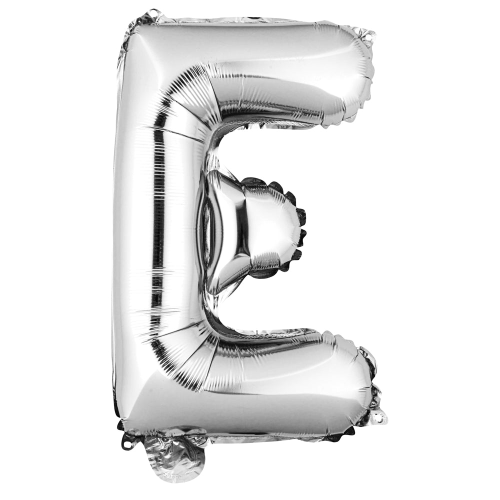 Balloonify Silver Mylar Letter E Balloon - 16" - 1 count box