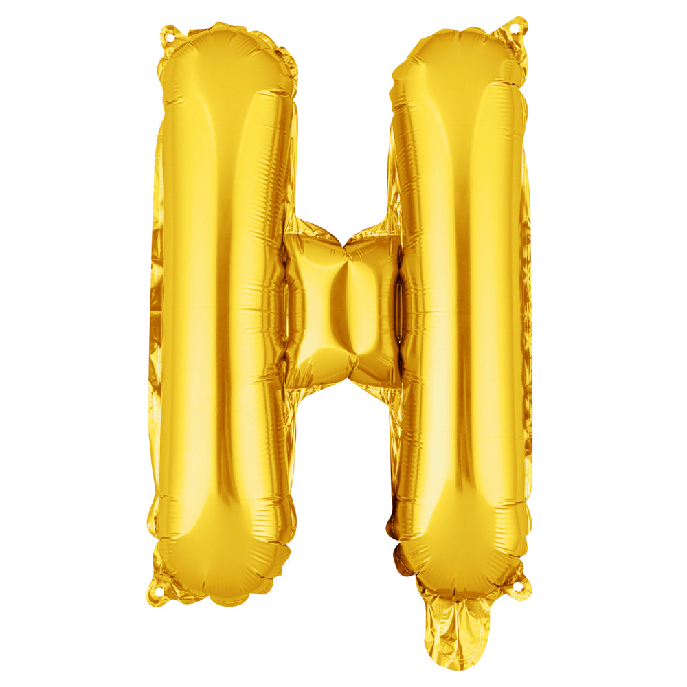 Balloonify Gold Mylar Letter H Balloon - 16" - 1 count box