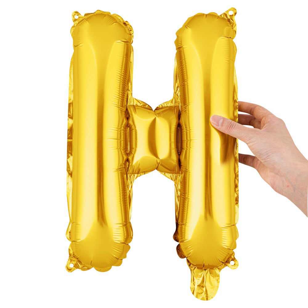 Balloonify Gold Mylar Letter H Balloon - 16" - 1 count box