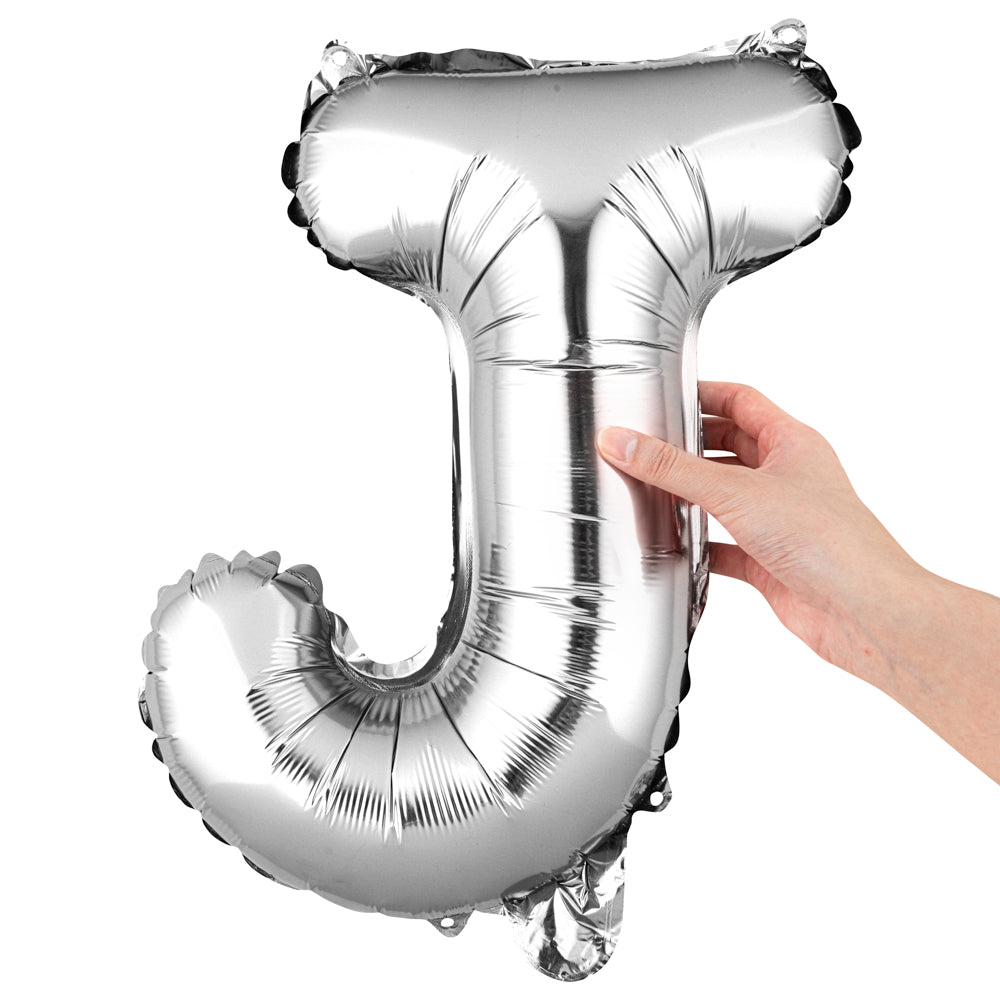 Balloonify Silver Mylar Letter J Balloon - 16" - 1 count box