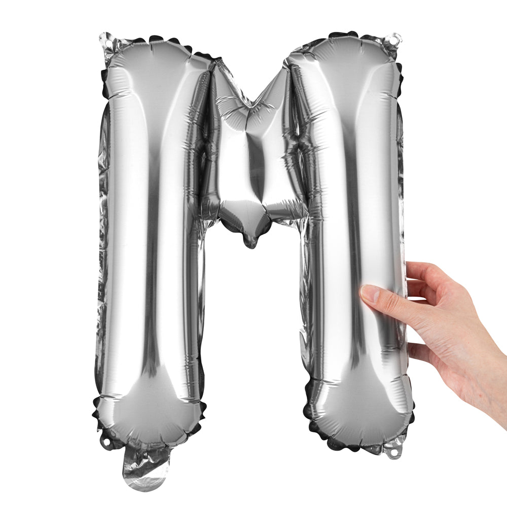 Balloonify Silver Mylar Letter M Balloon - 16" - 1 count box