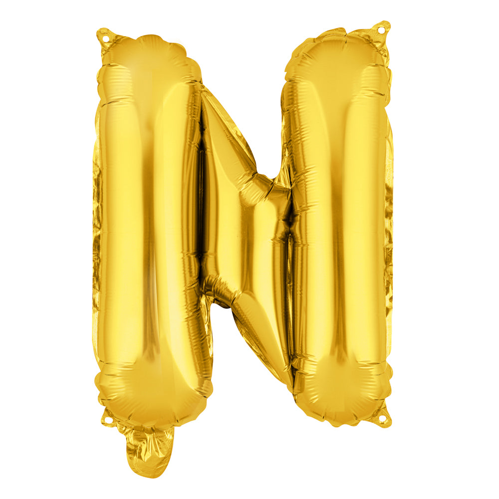 Balloonify Gold Mylar Letter N Balloon - 16" - 1 count box