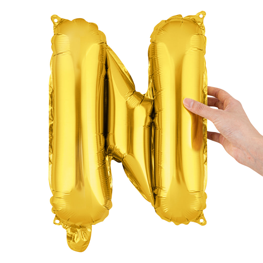 Balloonify Gold Mylar Letter N Balloon - 16" - 1 count box