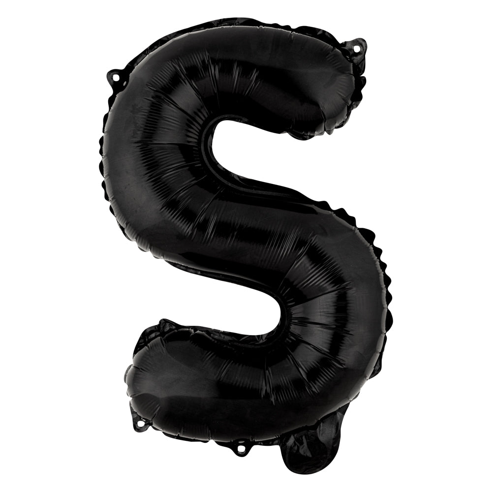 Balloonify Black Mylar Letter S Balloon - 16" - 1 count box