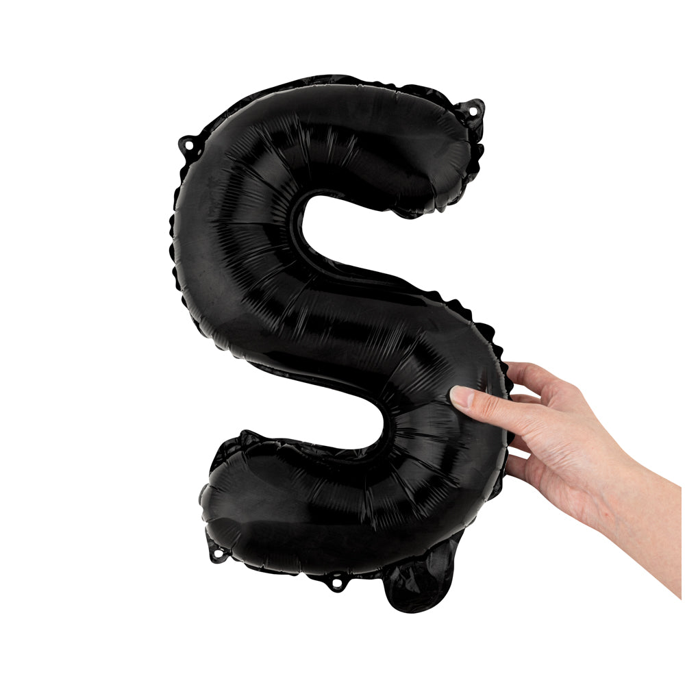 Balloonify Black Mylar Letter S Balloon - 16" - 1 count box