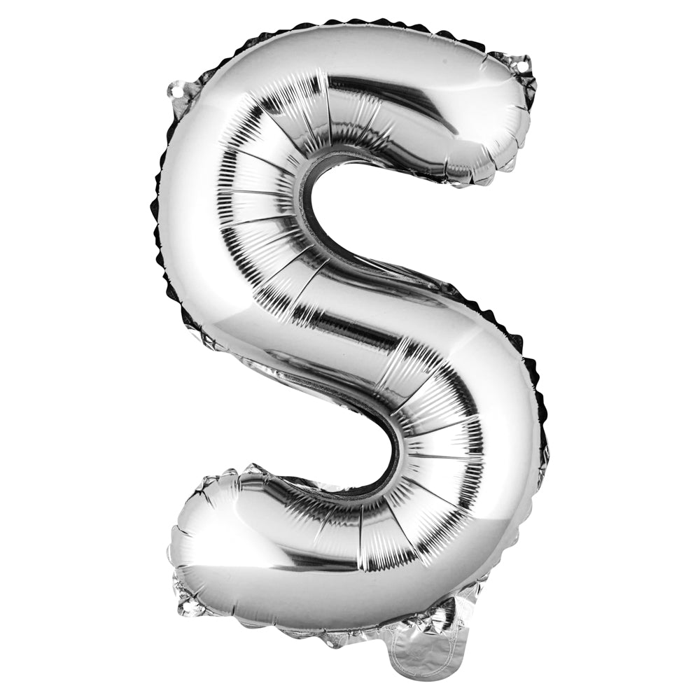 Balloonify Silver Mylar Letter S Balloon - 16" - 1 count box