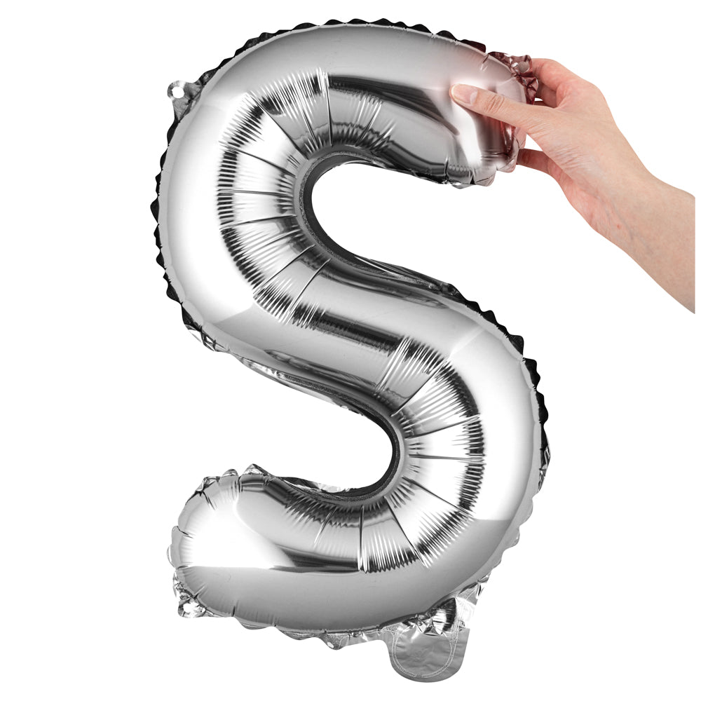 Balloonify Silver Mylar Letter S Balloon - 16" - 1 count box