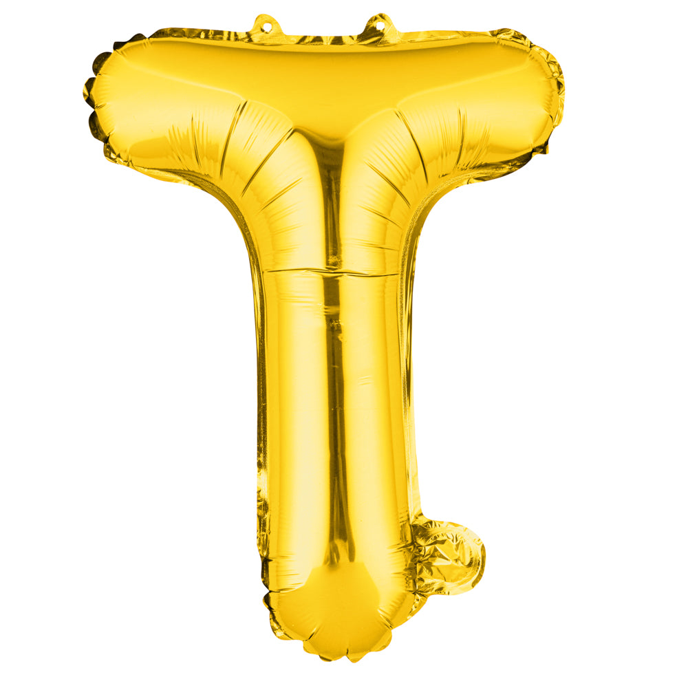 Balloonify Gold Mylar Letter T Balloon - 16" - 1 count box