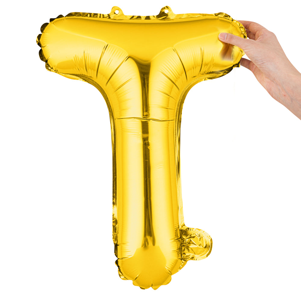 Balloonify Gold Mylar Letter T Balloon - 16" - 1 count box