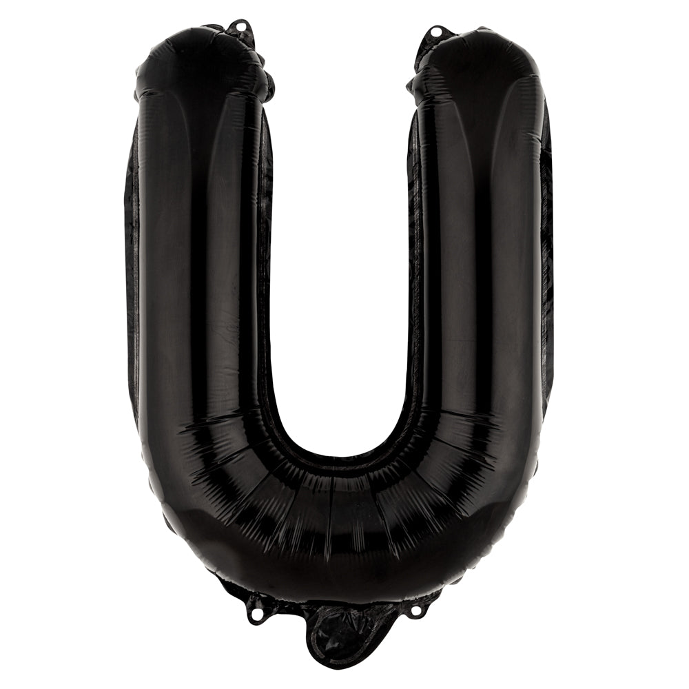 Balloonify Black Mylar Letter U Balloon - 16" - 1 count box