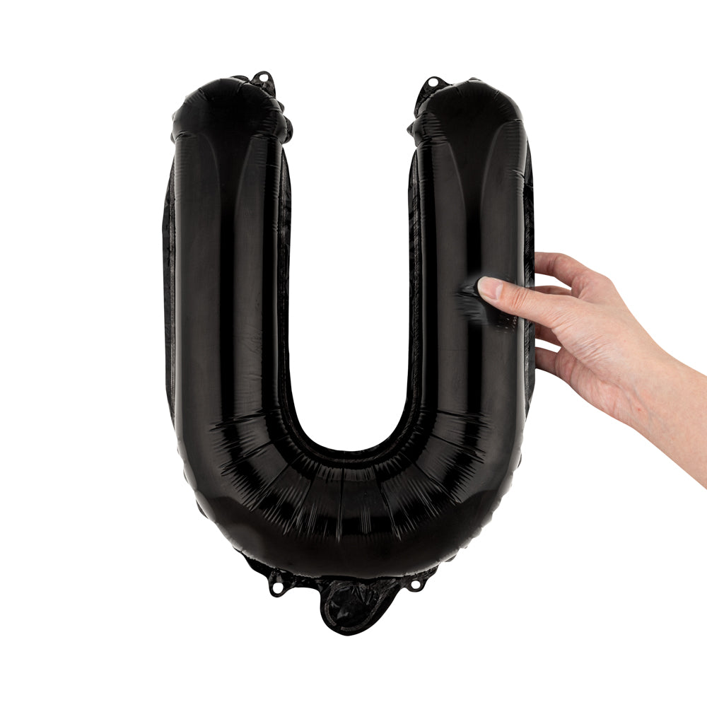 Balloonify Black Mylar Letter U Balloon - 16" - 1 count box