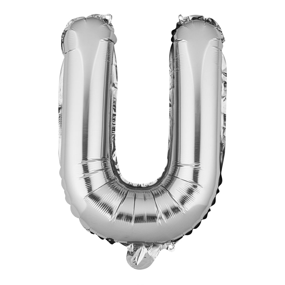 Balloonify Silver Mylar Letter U Balloon - 16" - 1 count box