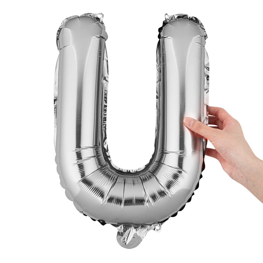 Balloonify Silver Mylar Letter U Balloon - 16" - 1 count box