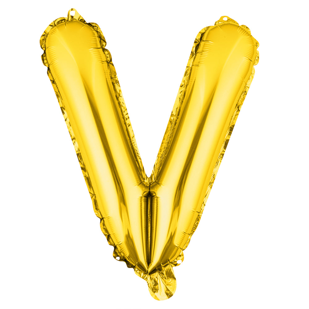 Balloonify Gold Mylar Letter V Balloon - 16" - 1 count box