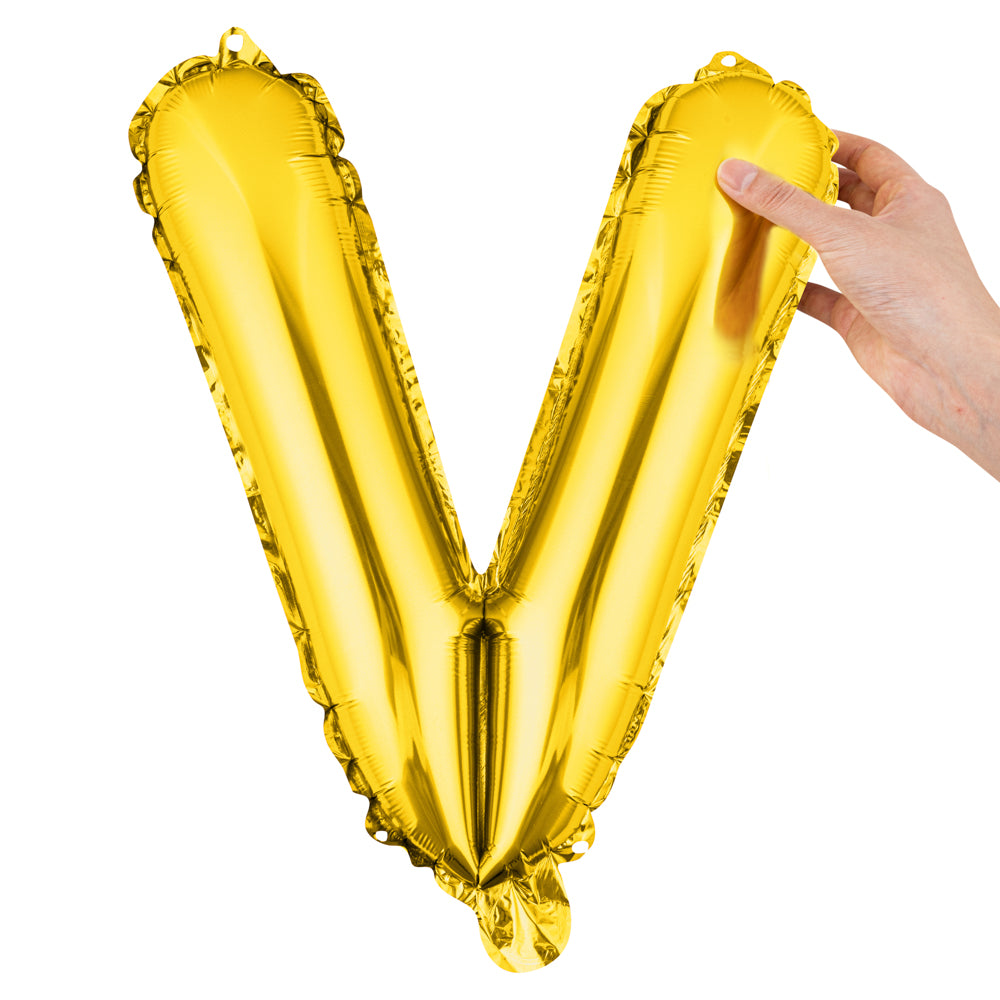 Balloonify Gold Mylar Letter V Balloon - 16" - 1 count box