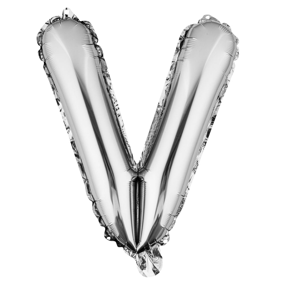 Balloonify Silver Mylar Letter V Balloon - 16" - 1 count box