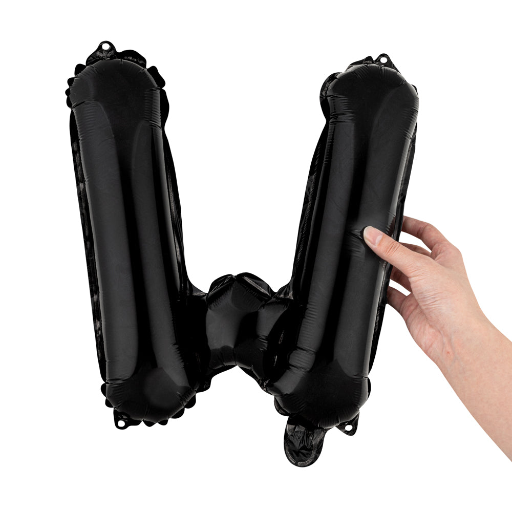 Balloonify Black Mylar Letter W Balloon - 16" - 1 count box