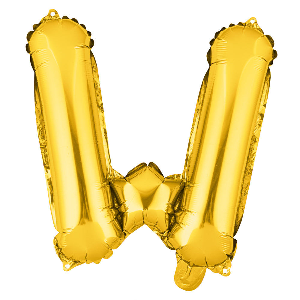 Balloonify Gold Mylar Letter W Balloon - 16" - 1 count box