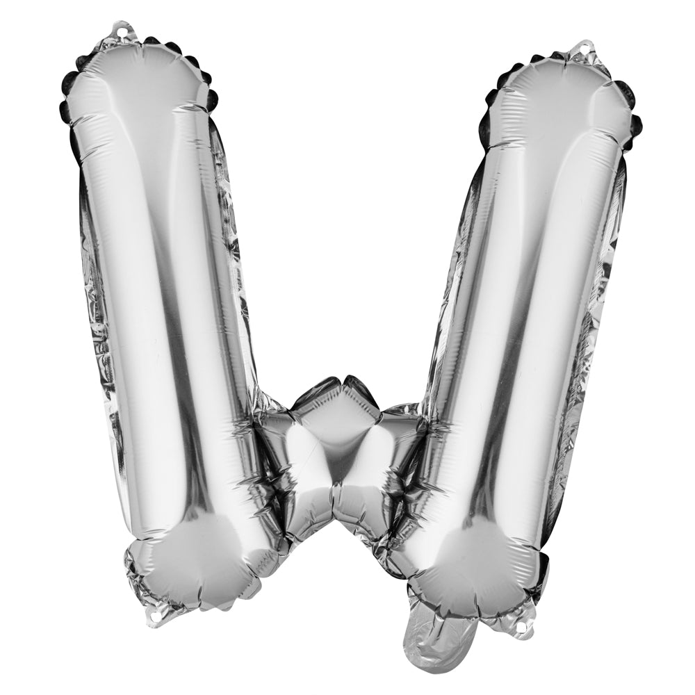 Balloonify Silver Mylar Letter W Balloon - 16" - 1 count box