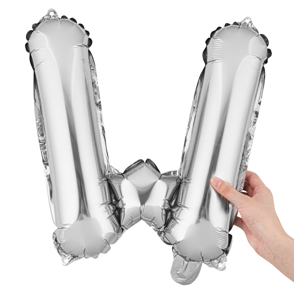 Balloonify Silver Mylar Letter W Balloon - 16" - 1 count box