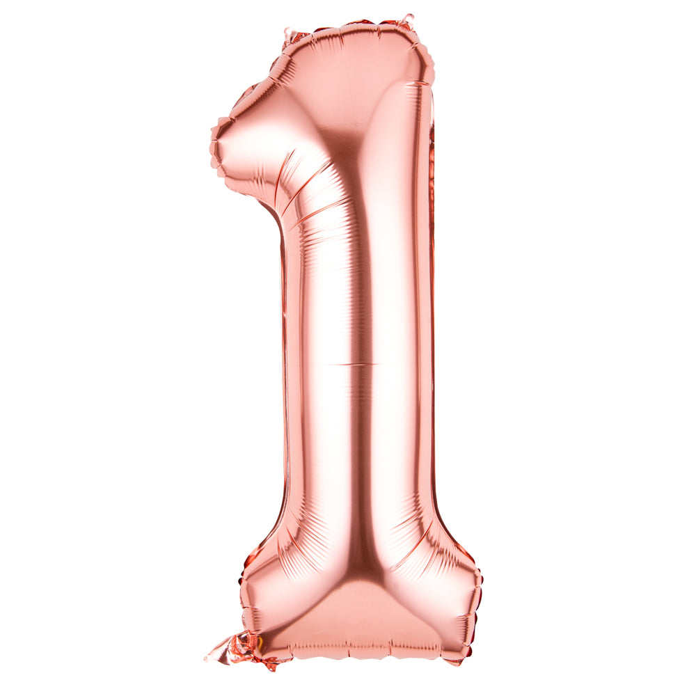 Balloonify Rose Gold Mylar Number 1 Balloon - 40" - 1 count box