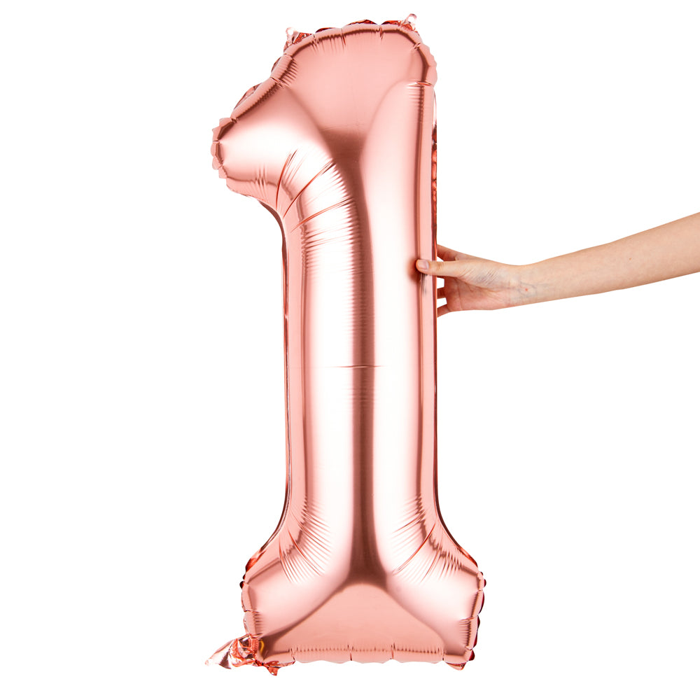 Balloonify Rose Gold Mylar Number 1 Balloon - 40" - 1 count box