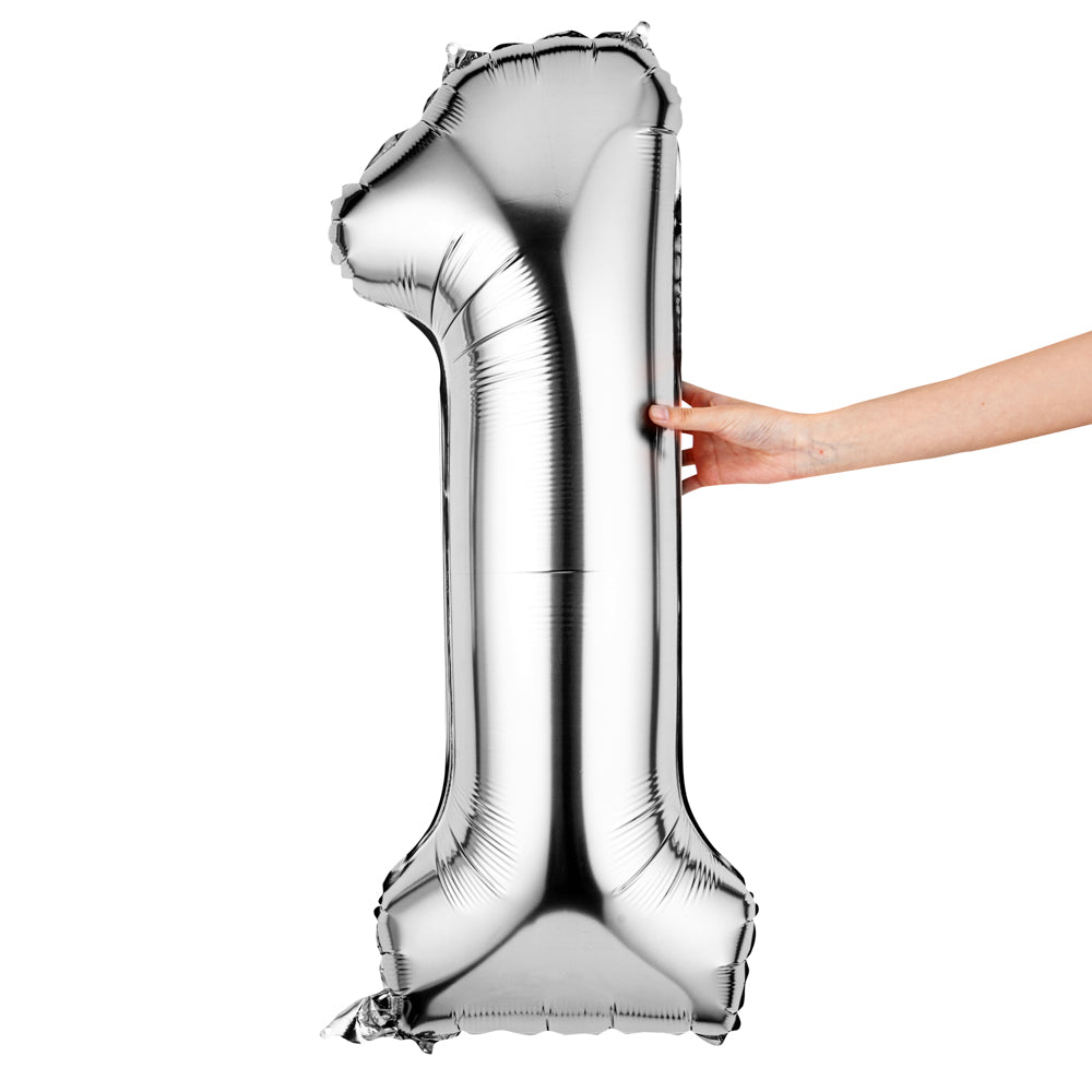 Balloonify Silver Mylar Number 1 Balloon - 40" - 1 count box